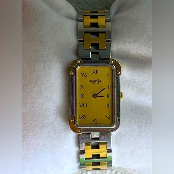 HERMÈS CROISIÈRE watch in 18K gold plated & stainless steel ladies watch. - Picture 1 of 17
